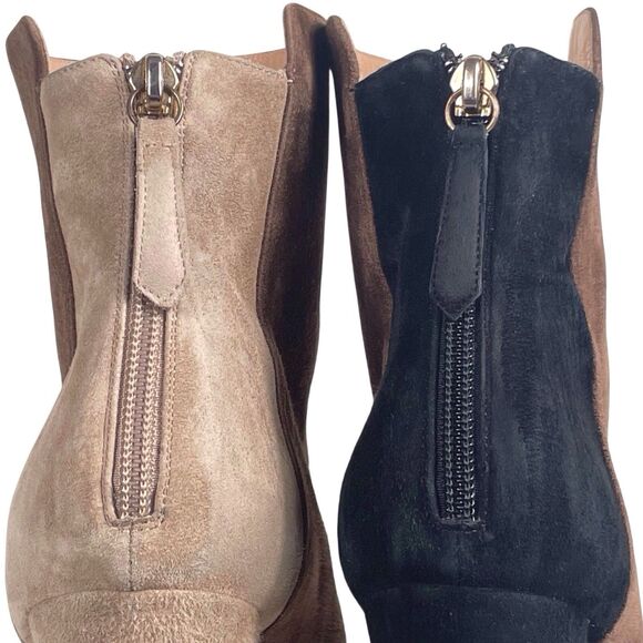 Aquazzura Suede Leather Booties Size 40 US 10 Brown Colorblock Heel Italy EUC - Picture 8 of 16